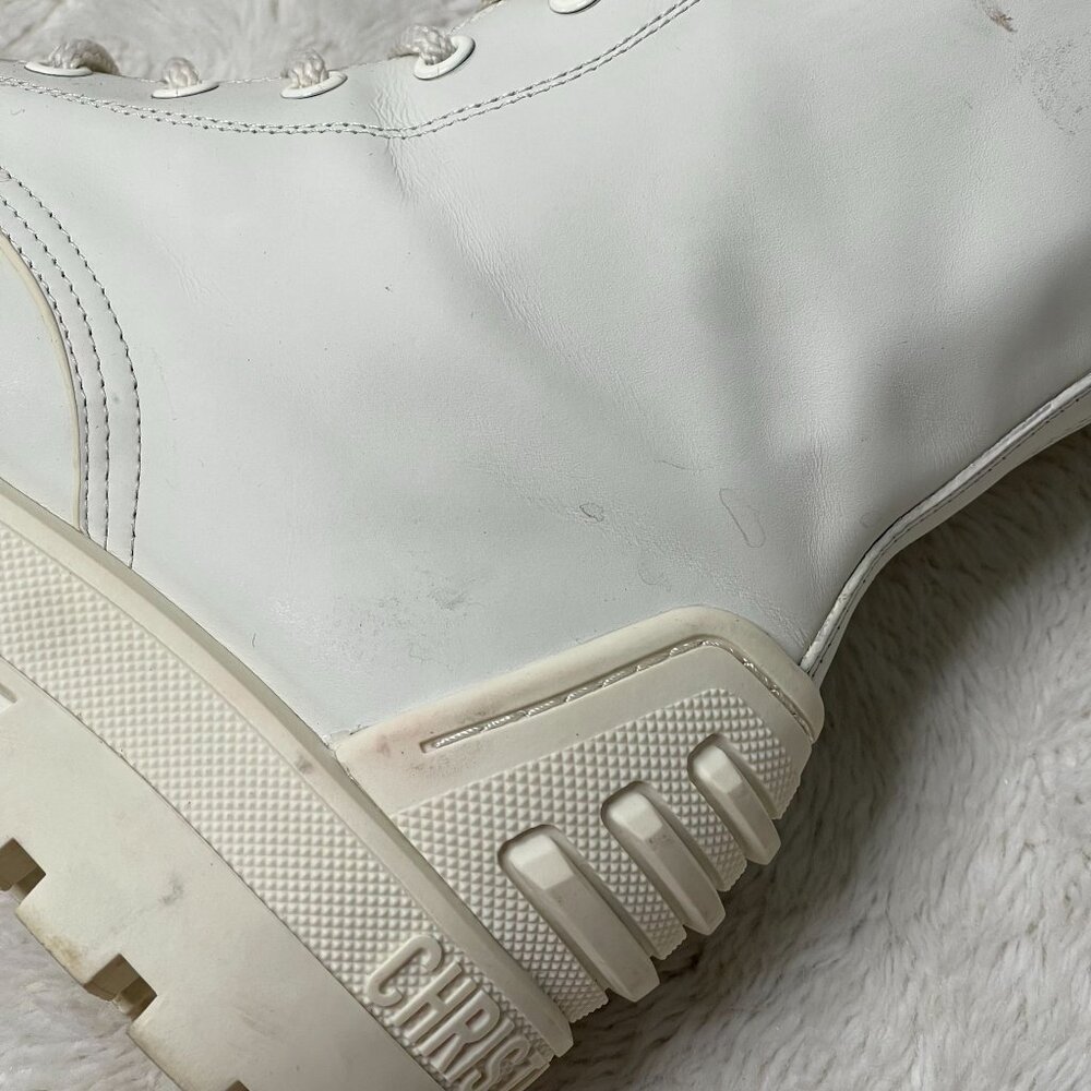 Christian Dior Women's White Lace Up Combat Leather Boot Shoes Size 40 - Picture 11 of 15